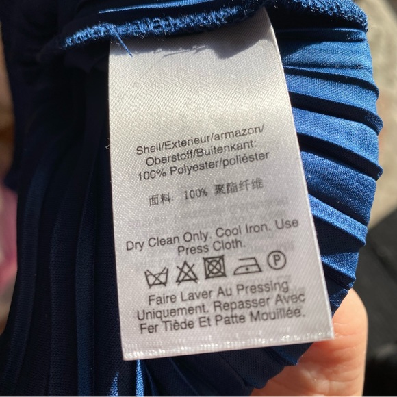 NWT DKNY Pleated High Neck Bow Sash Cocktail Midi Dress, Size 8 - Picture 11 of 12